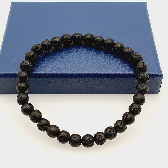 Black Lava Stone Bracelet – Strength & Grounding, AZFA1030 - Picture 1 of 8